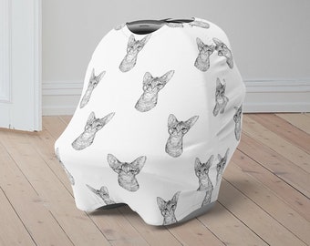 Abyssinian Baby Car Seat Cover, Abyssinian Cat Baby Carseat Canopy, Cute Car Seat Canopy for Boys Girls, Cat Newborn Baby Shower Gift