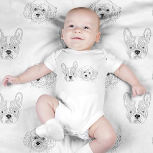 Custom Pet Portrait Baby Blanket, Custom Dog Portrait Swaddle Blanket Set, Newborn Photo Prop, Cute Dog Cat Rabbit Swaddle Set for Boy, Girl