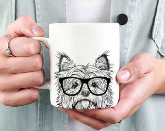 Cairn Terrier Mug, Dog Coffee Mugs, Hipster Nerdy Dog Mom Dog Dad Coffee Mug 15 oz 11 oz, Cairn Terrier Mom Gifts Cup Mug, Glass