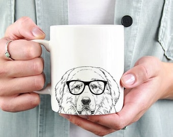 Great Pyrenees Mug, PYR Dog Coffee Mugs, Hipster Nerdy Dog Mom Dog Dad Coffee Mug 15 oz 11 oz Pyrenean Mountain Dog Mom Gifts Cup Mug, Glass