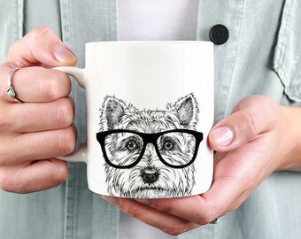 Westie Mug, Dog Coffee Mugs, Hipster Nerdy Dog Mom Dog Dad Coffee Mug 15 oz 11 oz, West Highland White Terrier Mom Gifts Cup Mug, Glass