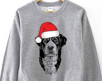 Swissy Christmas Sweatshirt, Santa Dog Ugly Christmas Sweater, Greater Swiss Mountain Dog Mom Gift, Holiday Sweaters, Funny Christmas Hoodie