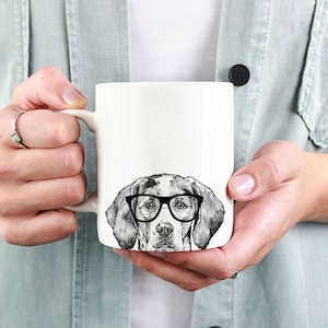 Coonhound Mug, Dog Coffee Mugs, Hipster Nerdy Dog Mom Dog Dad Coffee Mug 15 oz 11 oz, Treeing Walker Coonhound Mom Gifts Cup Mug, Glass
