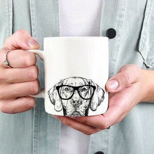 Vizsla Mug, Dog Coffee Mugs, Hipster Nerdy Dog Mom Dog Dad Coffee Mug 15 oz 11 oz, Vizsla Mom Gifts Cup Mug, Glass