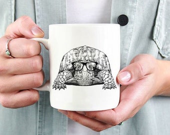 Eastern box turtle Mug, Land turtle Lovers Coffee Mugs, Hipster Nerdy Pet Mom Dad Coffee Mug 15 oz 11 oz, Turtle Mom Gifts Cup Mug, Glass