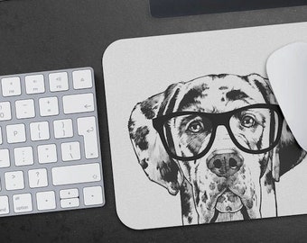 Alfombrilla de ratón gran danés, alfombrilla de ratón para perro nerd hipster, regalo para amante de mamá y papá, accesorios de escritorio de oficina para computadora portátil, regalos para compañeros de trabajo de maestros jefes
