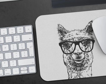 Llama Mousepad, Hipster Nerdy Animal Mouse Pad, llama Alpaca Gift Mousepads, Funny Laptop Office Desk Accessories, Coworker Gifts