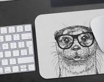 Otter Mousepad, Hipster Nerdy Animal Mouse Pad, Otter Mom Gift Mousepads, Funny Laptop Office Desk Accessories, Coworker Gifts