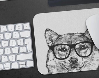 Shiba Inu Mousepad, Hipster Nerdy Dog Mouse Pad, Dog Lover Gift Mousepads, Funny Laptop Office Desk Decor Accessories, Coworker Gifts