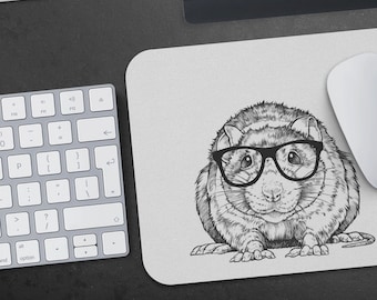 Rat Mousepad, Hipster Nerdy Animal Mouse Pad, Rat Pet Mom Dad Lover Gift, Laptop Office Desk Accessories, Boss Teacher Coworker Gifts