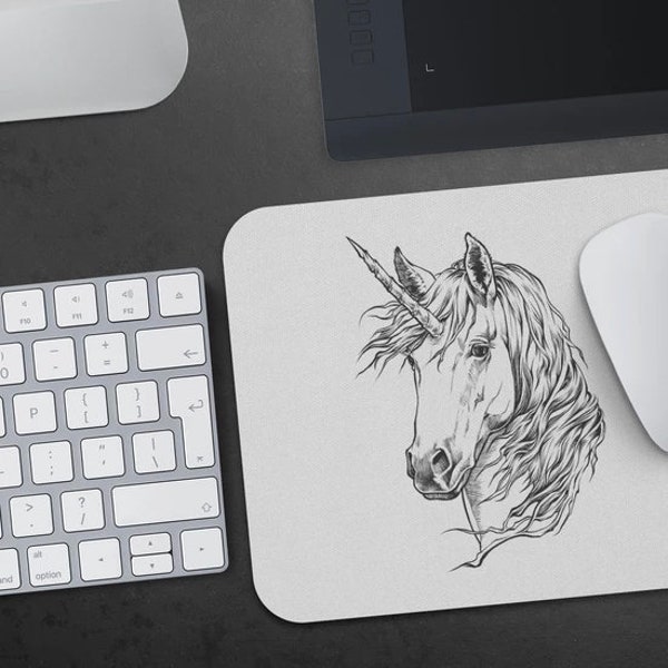 Unicorn Mousepad, Hipster Nerdy Animal Mouse Pad, Unicorn Gift Mousepads, Funny Laptop Office Desk Accessories, Coworker Gifts