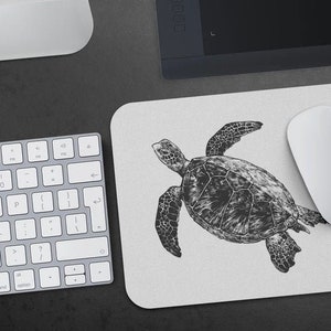 Turtle Mousepad, Hipster Nerdy Sea Animal Mouse Pad, Nautical Gift Mousepads, Funny Laptop Office Desk Accessories, Coworker Gifts