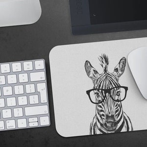 Zebra Mousepad, Hipster Nerdy Animal Mouse Pad, Zebra Gift Mousepads, Funny Laptop Office Desk Decor Accessories, Coworker Gifts