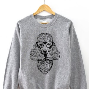 Poodle Sweatshirt, Hipster Poodle Dog Hoodie, Baseball Tee, Raglan Shirt, Glasses Nerdy Unisex Crewneck Sweater, Dog Mom Dog Dad Gift