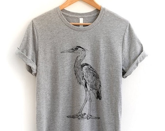 Heron Shirt, Tall Bird Tee Tshirt, Heron Bird Lover Muscle Tank Top, Heron Bird Watching Shirt Gift, Boy Girl Kids Youth Shirt