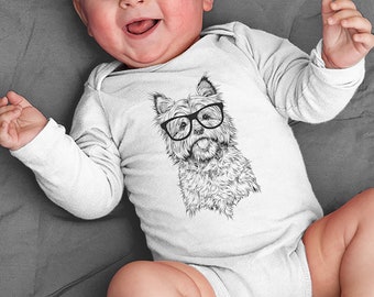 Cairn Terrier Baby Bodysuit, Hipster Dog Baby Clothes, Baby Boy Outfit, Girl Shirt, Funny Baby Shower Gift, Toddler Kids Tshirt Youth Tee