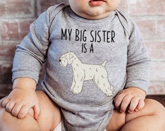 My Big Brother / Sister is a Wheaten Terrier Baby Bodysuit, Dog Baby Boy Girl Clothes, One Piece Romper, Wheaten Terrier Baby Shower Gift