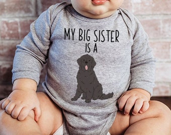 My Big Brother / Sister is a Newfie Baby Bodysuit, Dog Baby Boy Baby Girl Clothes, One Piece Romper, Newfoundland Dog Baby Shower Gift