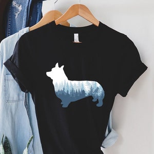 Corgi Shirt, Pembroke Welsh Corgi Silhouette T-shirt, Nature Outdoor Dog Sweatshirt, Hoodie, Tee or Tank, Corgi Mom, Corgi Dad Gifts