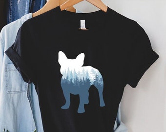 Frenchie Shirt, French Bulldog Silhouette T-shirt, Nature Outdoor Dog Sweatshirt, Hoodie, Tee or Tank, Frenchie Mom, Frenchie Dad Gifts