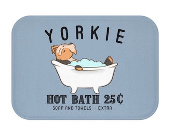 Yorkie Bath Mat, Dog Door Mat, Floor Mats, Bathroom Decor, Dog Home Decor, Housewarming Gift, Yorkshire Terrier Dog Bath Rug