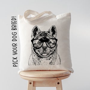 Personalized Dog Tote Bag, Dog Mom Canvas Shopping Bags, Custom Dog Tote Bag, Cute Dog Breed Funny Canvas Tote, Dog Lovers Gift
