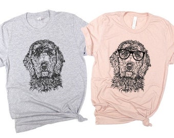 Goldendoodle Shirt, Nerdy Glasses Labradoodle Tee T-Shirt, Hipster Dog Tshirt, Dog Dad Mom Mama Gift, Doodle Mom Shirt Gifts