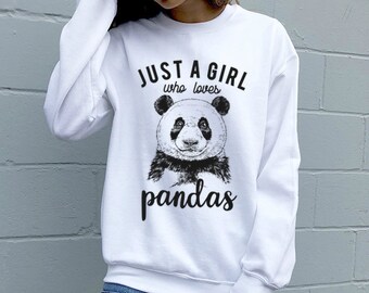 Just a Girl Who Loves Pandas Sweatshirt Panda Lover Animal Women Hoodie Baseball Raglan Shirt Unisex Crewneck Sweater Panda Gift Etsy