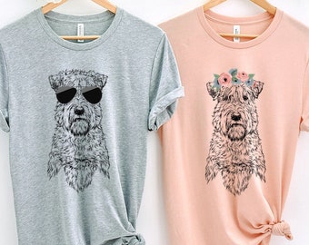 Wheaten Terrier Shirt, Floral or Sunglasses Dog Tshirt, Tee for Dog mom, Dog dad, Gift for Dog Lovers, Unisex Adult Boy Girl Kids Baby Shirt