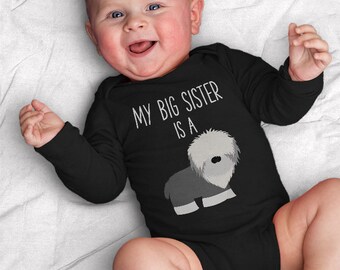 My Big Brother / Sister is a Bearded Collie Long Sleeve Baby Bodysuit, Dog Baby Boy Baby Girl Clothes, One Piece Romper, Baby Shower Gift