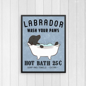 Black Labrador Retriever Bathroom Wall Decor, Dog Funny Bathroom Art Print, Wall Art, Bathroom Signs, Black Lab Wall Art, Bathroom Poster