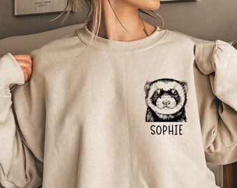 Ferret Sweatshirt, Ferret Mom Sweatshirts, Custom Pet Name Shirt, Ferret Mama Tee, Personalized Animal Gifts, Ferret Lover Gifts