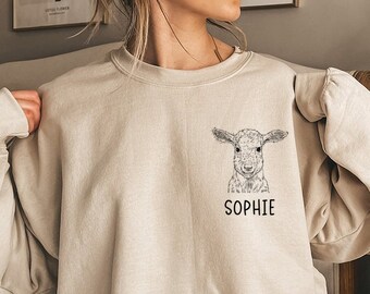 Goat Sweatshirt, Baby Goat Mom Sweatshirts, Custom Farmhouse Farm Name Shirt, Farmer Wife Tee, Personalized Farm Animal Lover Gifts