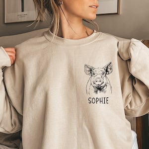 Pig Sweatshirt, Pig Mom Sweatshirts, Custom Farmhouse Farm Name Shirt, Farmer Wife Tee, Personalized Farm Animal Lover Gifts