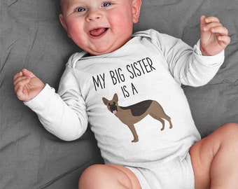My Big Brother / Sister is a German Shepherd Long Sleeve Baby Bodysuit, Dog Baby Boy Baby Girl Clothes, One Piece Romper Baby Shower Gift