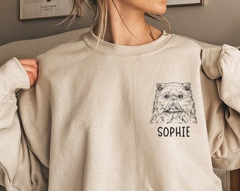 Persian Cat Sweatshirt, Persian Cat Mom Sweatshirts, Custom Cat Name Shirt, Cat Mama Tee, Personalized Cat Gifts, Cat Lover Gift