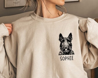 Scottish Terrier Sweatshirt, Scottie Mom Sweatshirts, Custom Dog Name Shirt, Scottie Dog Mama Tee, Personalized Scottish Terrier Gifts