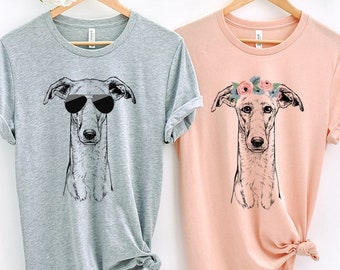 Greyhound Shirt, Floral or Sunglasses Dog Tshirt, Tee for Dog mom, Dog dad, Dog Lover Gift, Unisex Adult Boy Girl Kids Baby Shirt