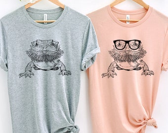 Bearded Dragon Shirt, Nerdy Glasses Beardie Tee Tshirt, Hipster Animal Muscle Tank Top, Pet Mom Dad Mama Gift, Boy Girl Kids Youth Shirt