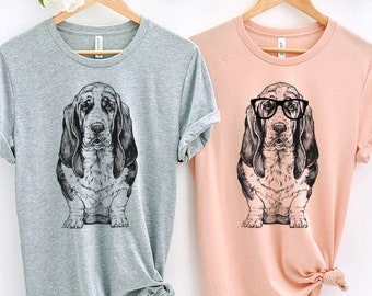 Basset Hound Shirt, Nerdy Glasses Basset Hound Tee Tshirt, Hipster Dog Muscle Tank Top, Dog Mom Dad Mama Gift, Boy Girl Kids Youth Shirt