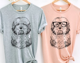 Old English Sheepdog Shirt, Nerdy Glasses Sheepdog Tee Tshirt, Hipster Dog Muscle Tank Top, Dog Mom Dad Mama Gift, Boy Girl Kids Youth Shirt