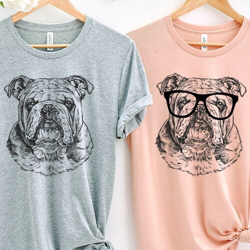 English Bulldog Shirt Nerdy Glasses Bulldog Tee Tshirt Etsy