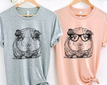 Guinea Pig Shirt, Nerdy Glasses Guinea Pig T-Shirt, Hipster Animal Tshirt, Guinea Pig Mom Gift, Pet Mom Tee, Guinea Pig Gifts