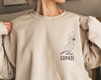 Umbrella Cockatoo Sweatshirt, White Cockatoo Mom Sweatshirts, Custom Bird Name Shirt, Parrot Mama Tee, Personalized Bird Lover Gifts