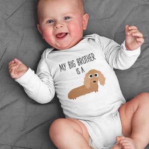 My Big Brother / Sister is a Long Haired Dachshund Long Sleeve Baby Bodysuit Wiener Dog Baby Boy Baby Girl Clothes, Romper, Baby Shower Gift