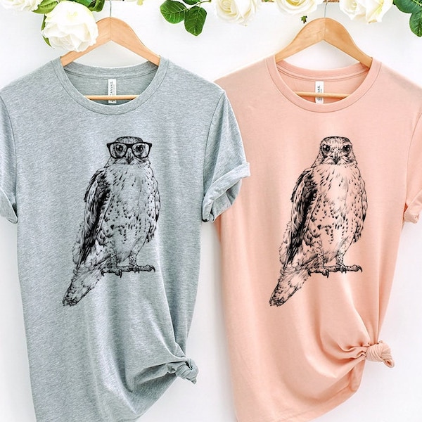 Chemise Hawk, Lunettes Nerdy Bird Lovers Tee Tshirt, Hipster Animal Muscle Tank Top, Birdwatching Shirt Gift, Boy Girl Kids Youth Shirt