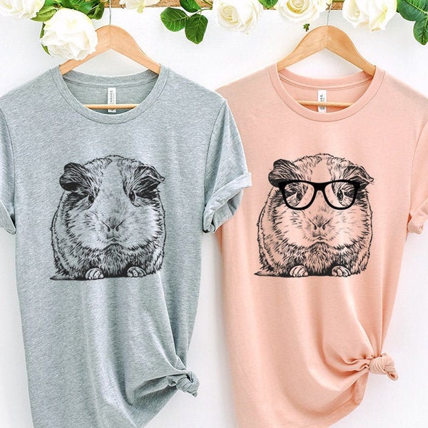 Guinea Pig Shirt, Nerdy Glasses Guinea Pig T-Shirt, Hipster Animal Tshirt, Guinea Pig Mom Gift, Pet Mom Tee, Guinea Pig Gifts