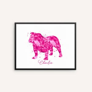English Bulldog Watercolor Print, Bulldog Art, Watercolor Dog Wall Art, Dog Home Decor, Personalized Wall Decor, Custom Name Sign, Gift