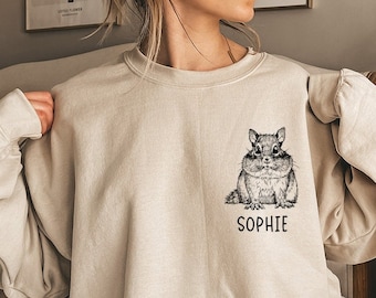 Chipmunk Sweatshirt, Striped Squirrel Mom Sweatshirts, Custom Pet Name Shirt, Chipmunk Mama Tee, Personalized Chipmunk Lover Gifts