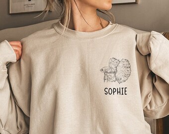 Betta Fish Sweatshirt, Siamese fighting fish Mom Sweatshirts, Custom Pet Name Shirt, Betta Mama Tee, Personalized Fish Lover Gifts